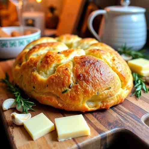 Extra-Soft Cheddar Garlic Cheese Bread - Easy Dough Recipe Bread